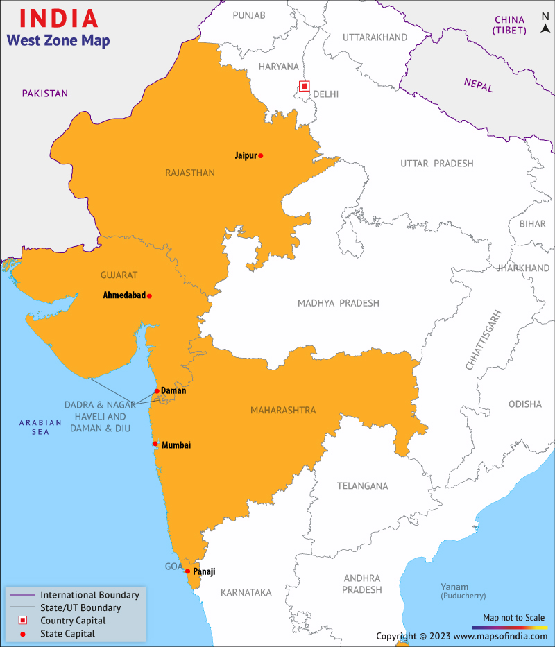 Western States Of India Map West India Map, West Zone Map of India