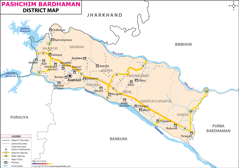 Pashchim Bardhaman District Map 