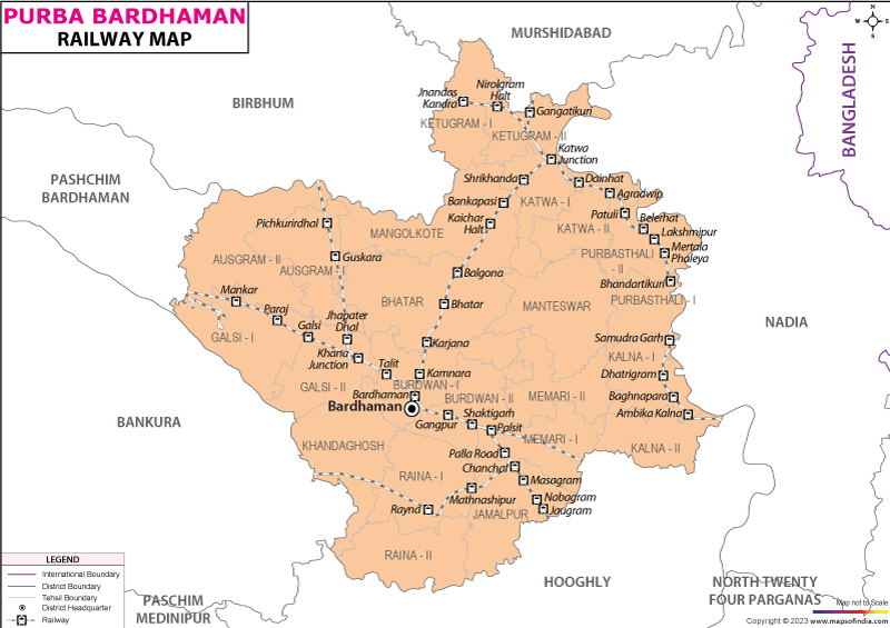 Purba Bardhaman Railway Map 