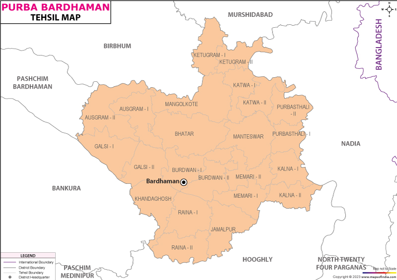 Purba Bardhaman Tehsil Map 