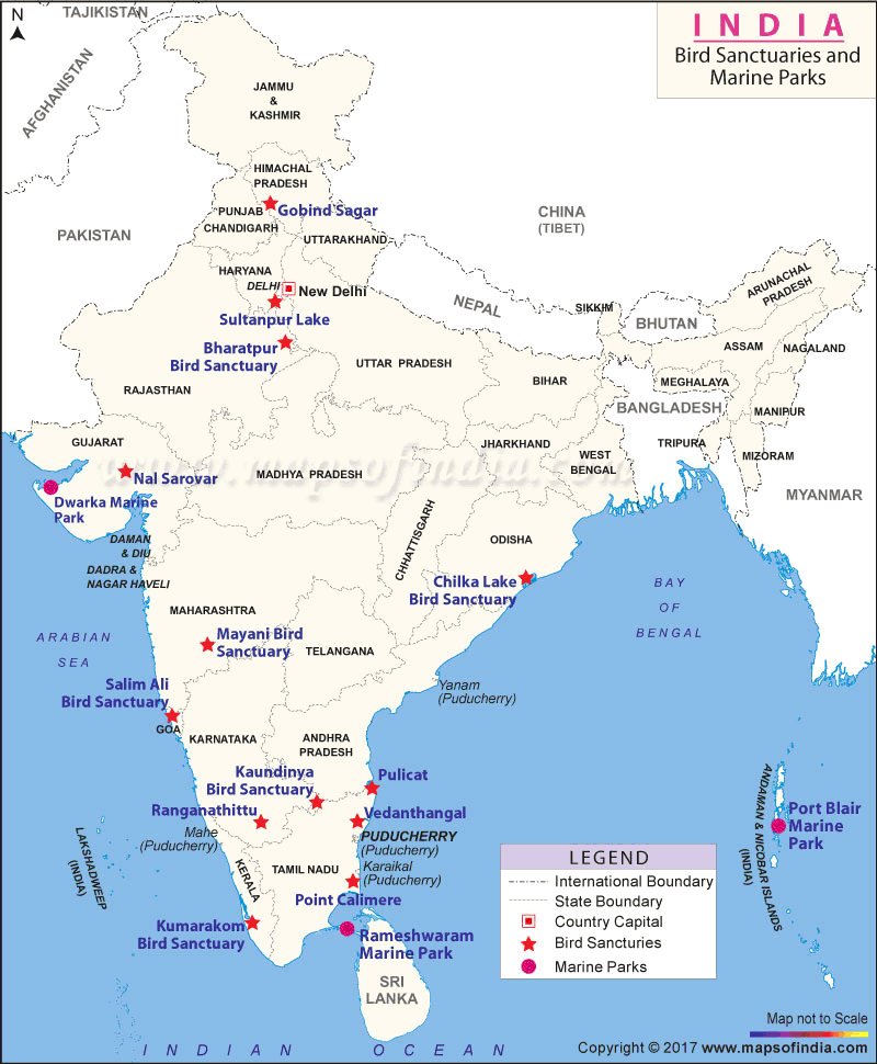 Bird Sanctuaries in India, Marine Parks in India