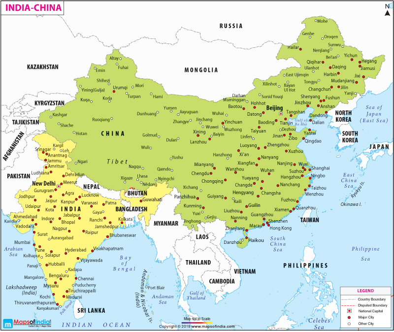 Map Of China And India India China Map, Map of India and China