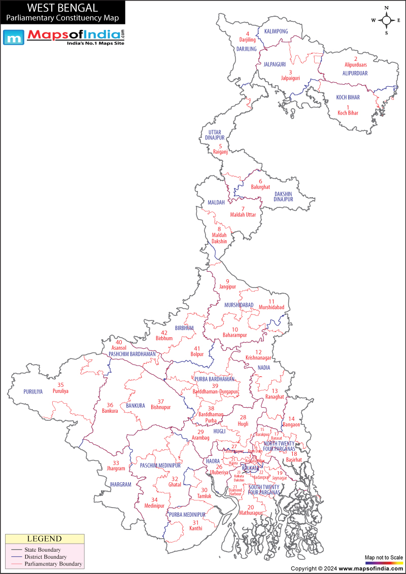 West Bengal Parliamentary Constituency Map 