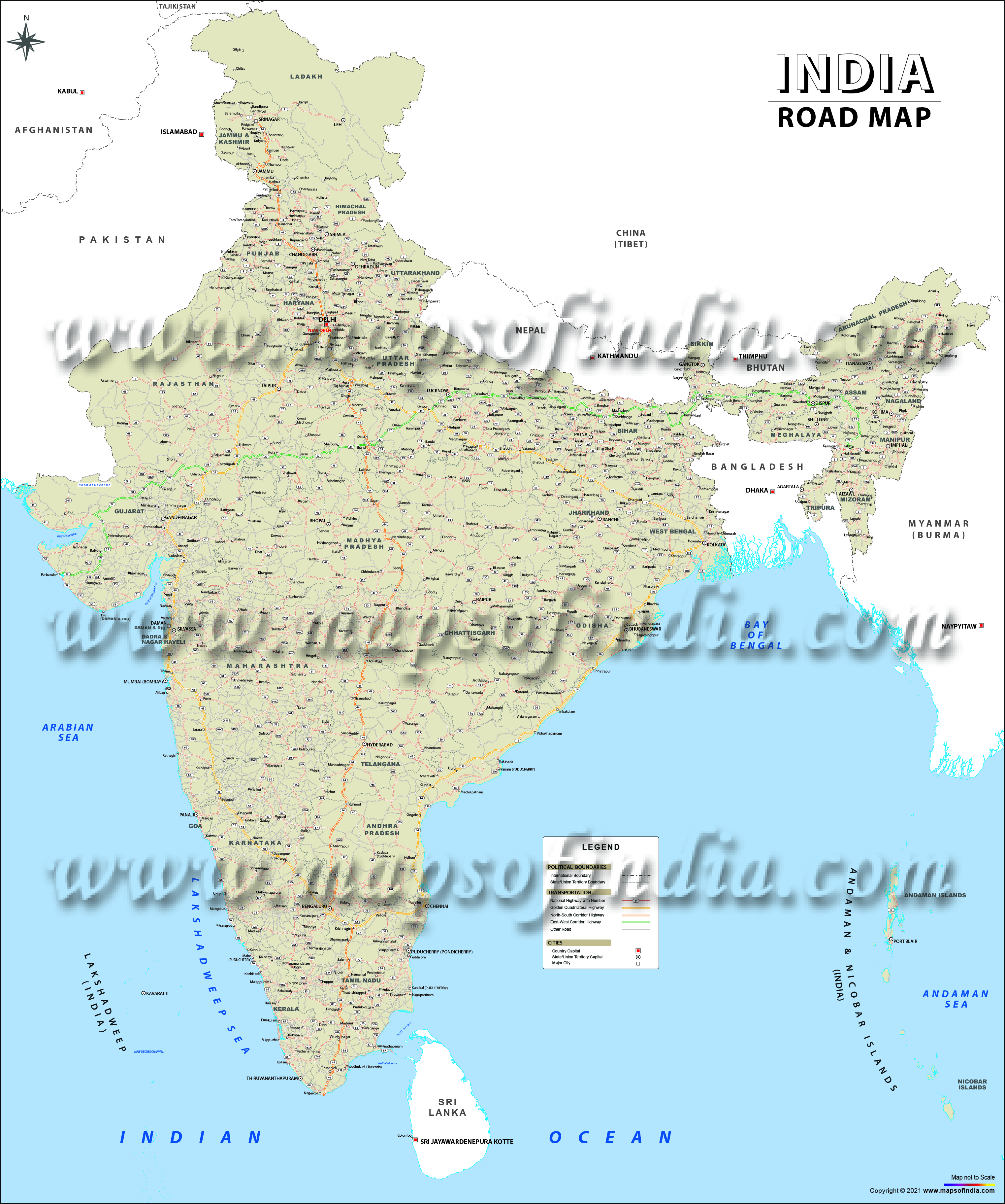 Road Maps Of India With Distance Calculator India Road Maps, Indian Road Network, List of Expressways India