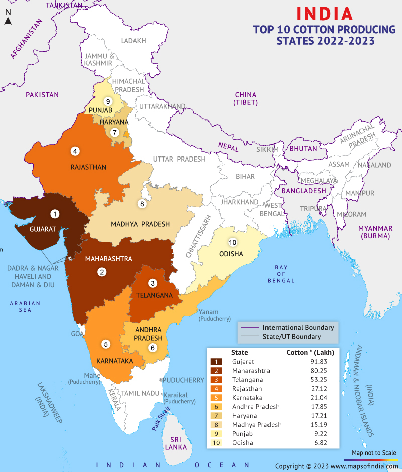 Top 10 Cotton Producing States of India
