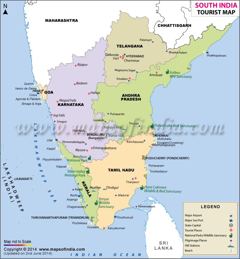 South India District Map South India Travel Map, South India Tour