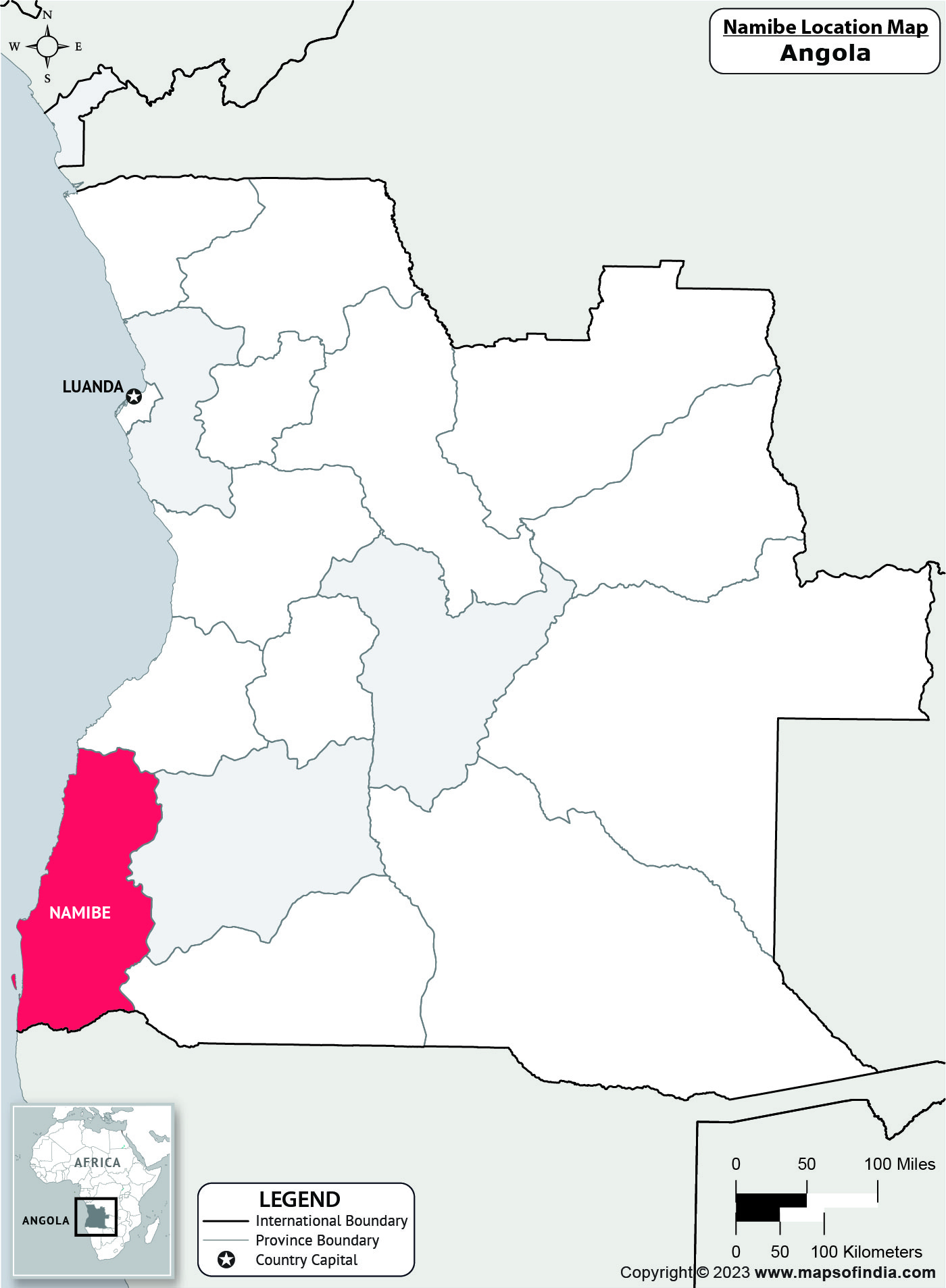 Map of Namibe Location Namibe Location Map