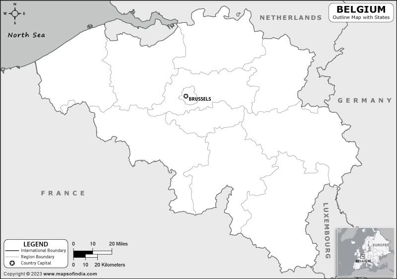Belgium Blank Outline Map
