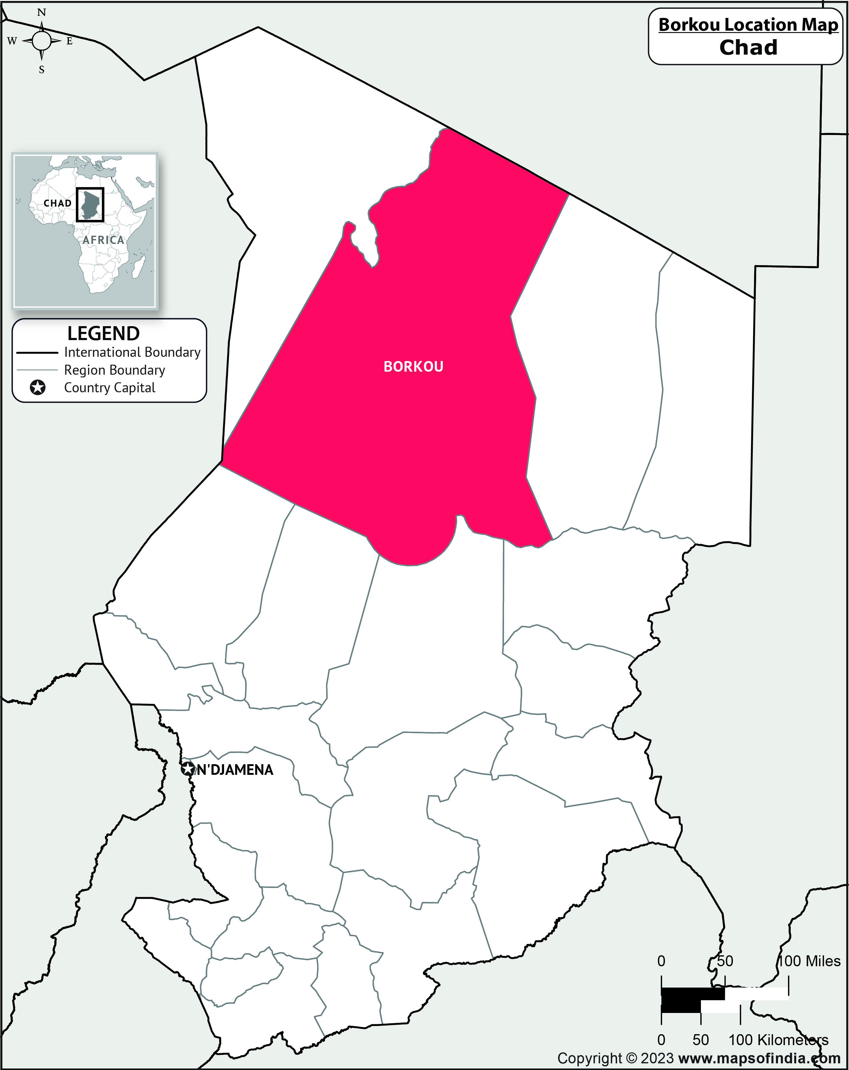 Map of Borkou Location Borkou Location Map