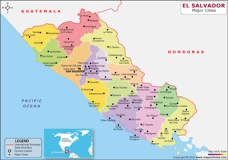 El Salvador Major Cities Map