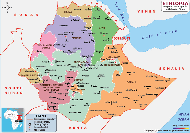 Ethiopia Map | HD Political Map of Ethiopia