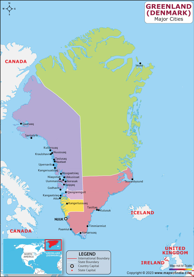 Greenland Major Cities Map
