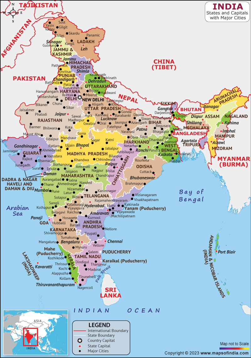 India Map | HD Political Map of India to Free Download