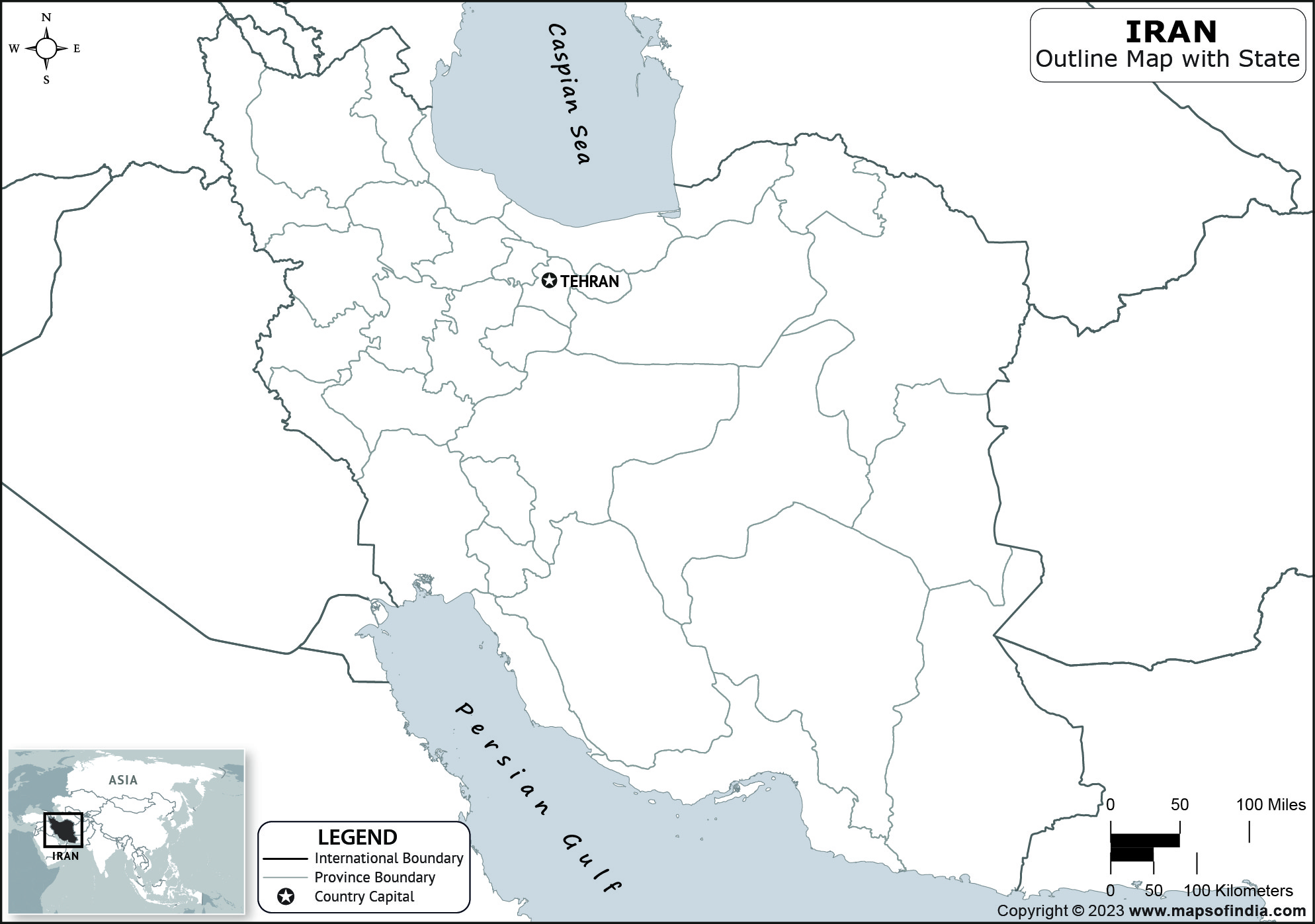 Iran Blank Outline Map