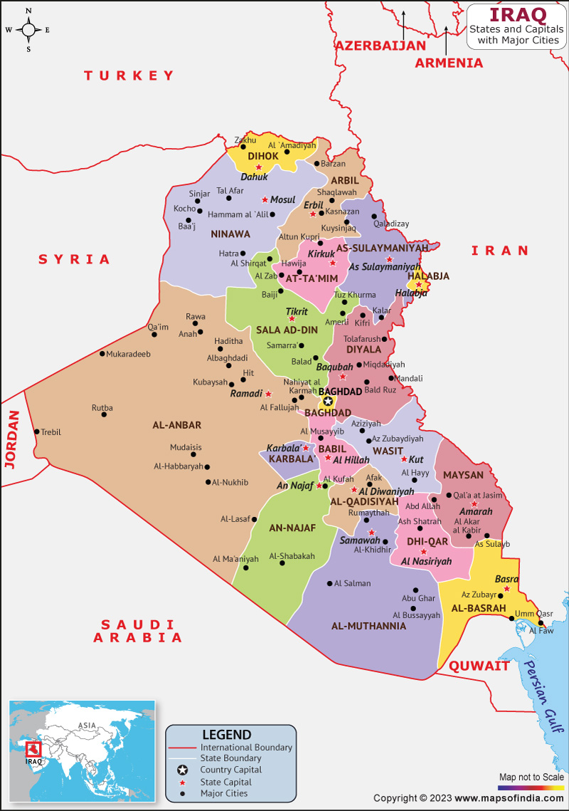 political map of iraq