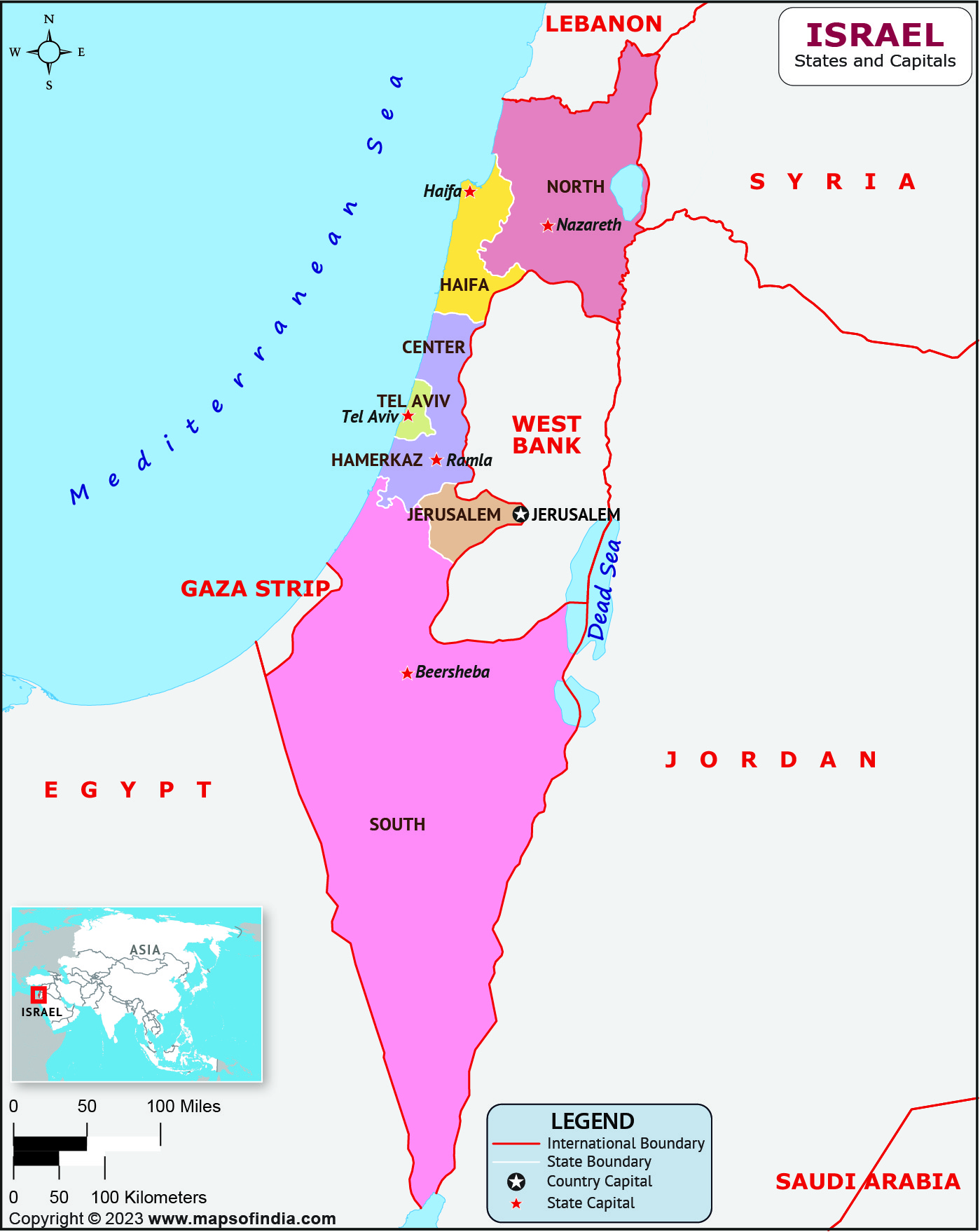 Israel Districts and Capitals List and Map | List of Districts and ...