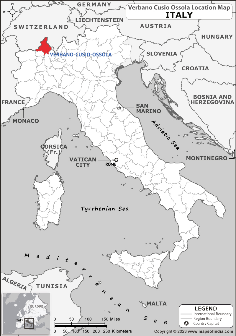 Verbano Cusio Ossola Location Map