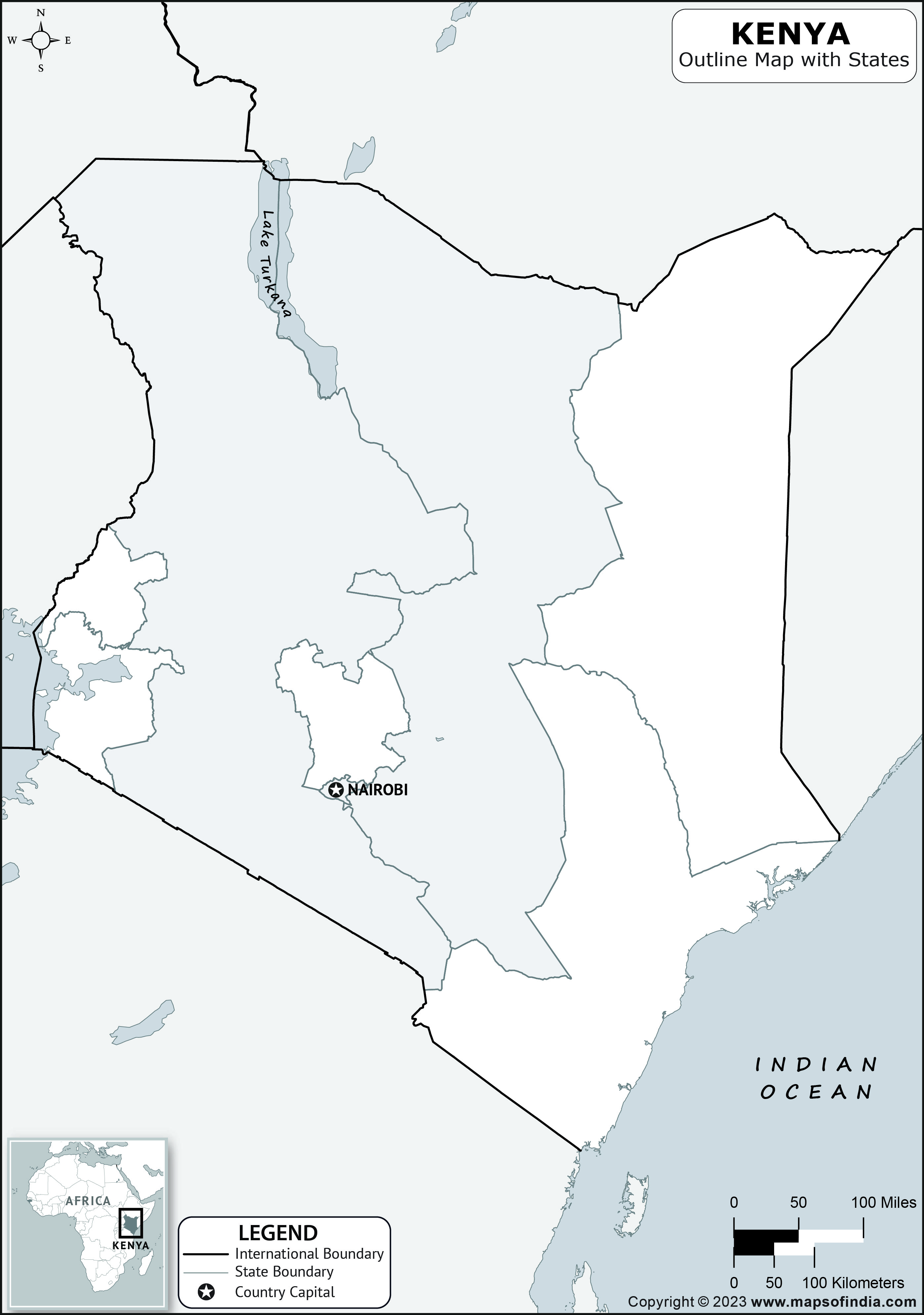 Kenya Blank Outline Map