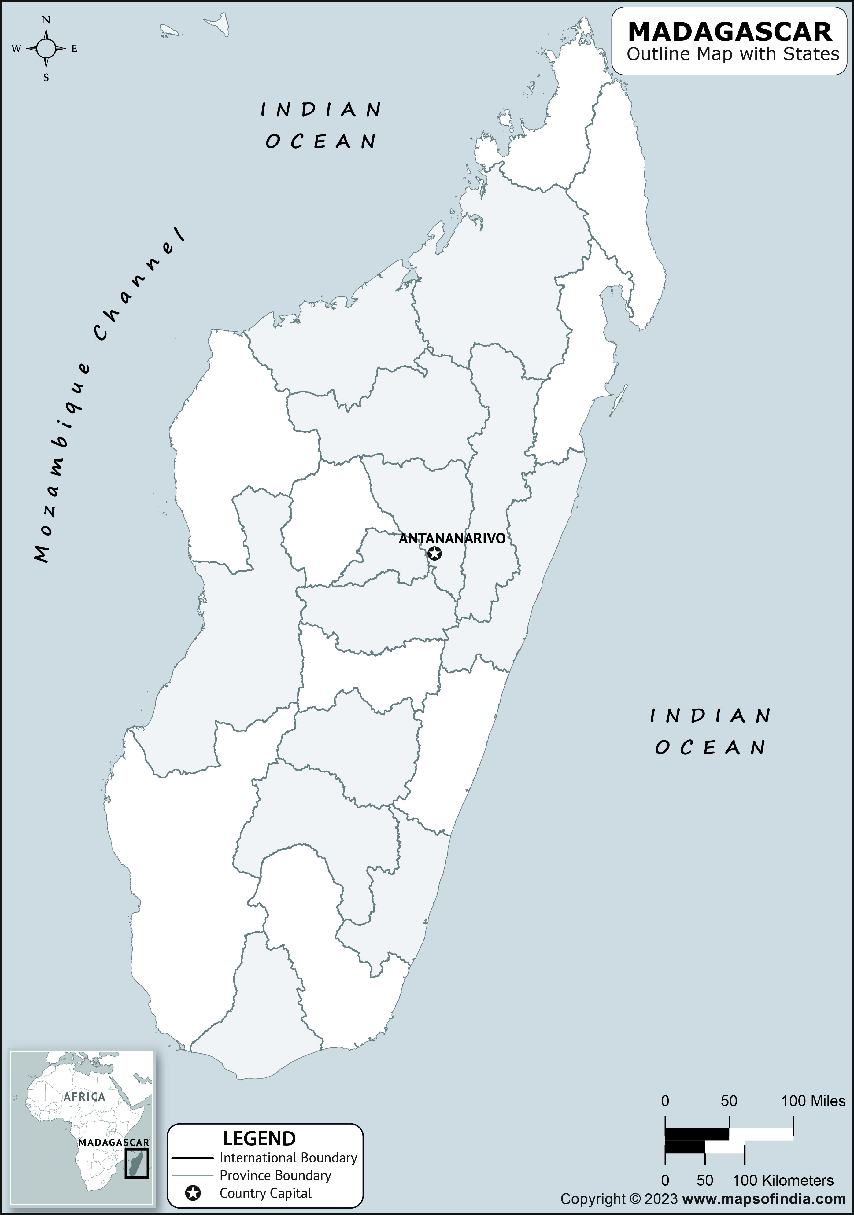 Madagascar Blank Outline Map