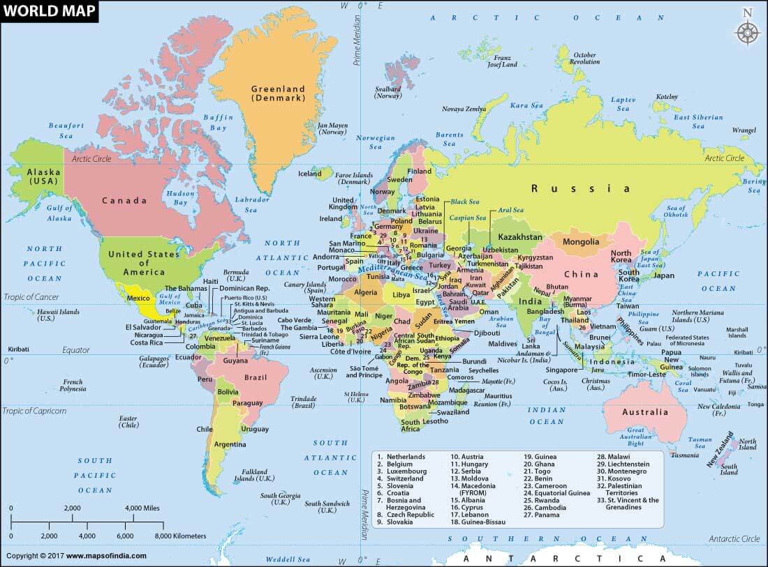earth map countries and capitals