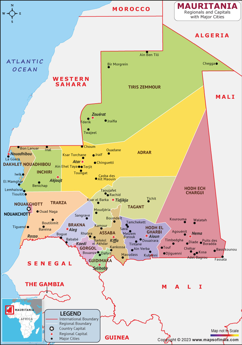 Political Map Of Mauritania