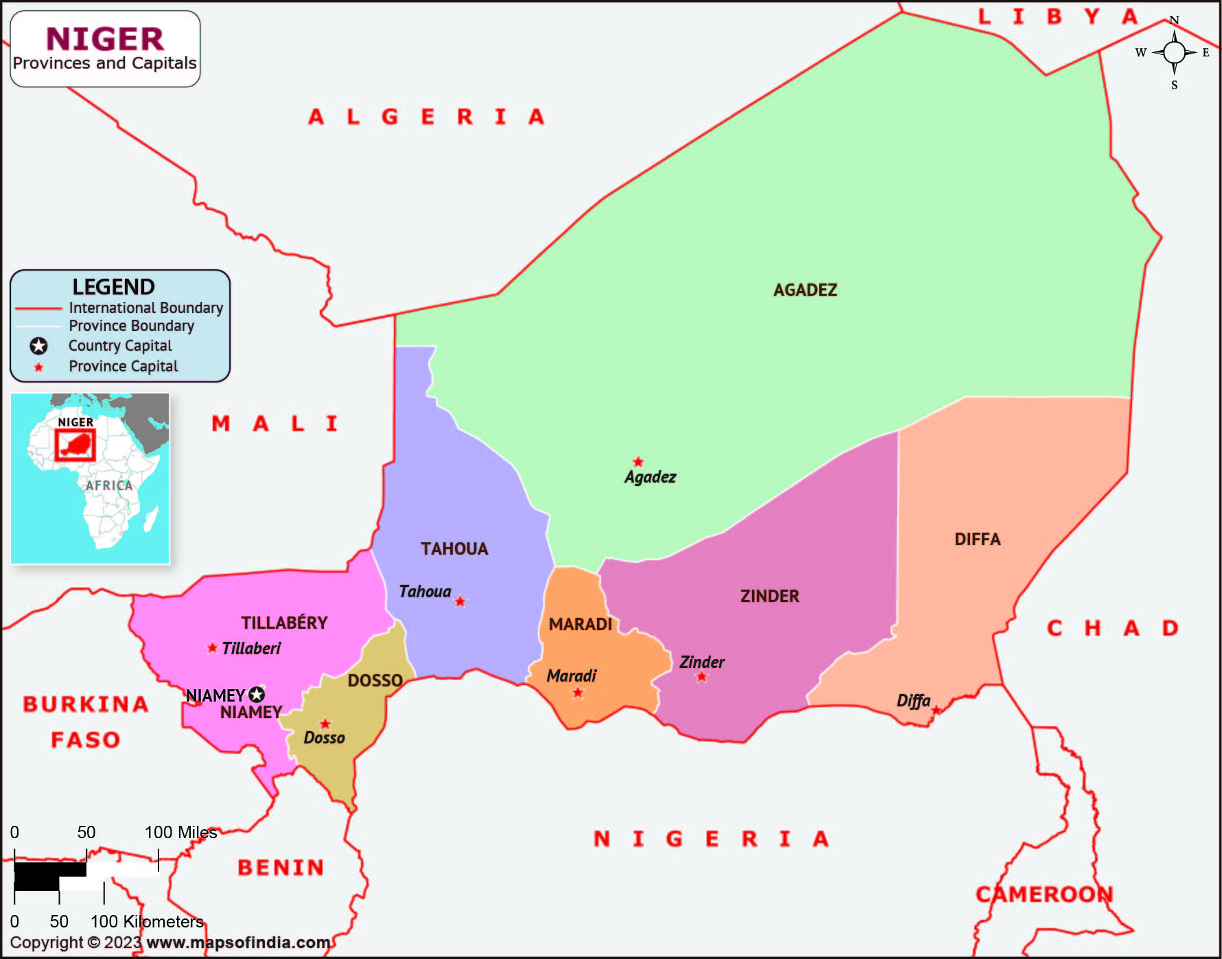 Niger Provinces and Capitals List and Map | List of Provinces and ...