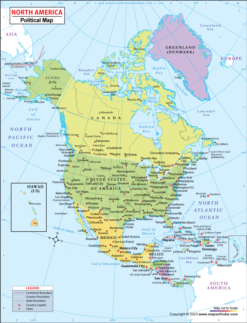 North America Map With Countries Political Map Of North America