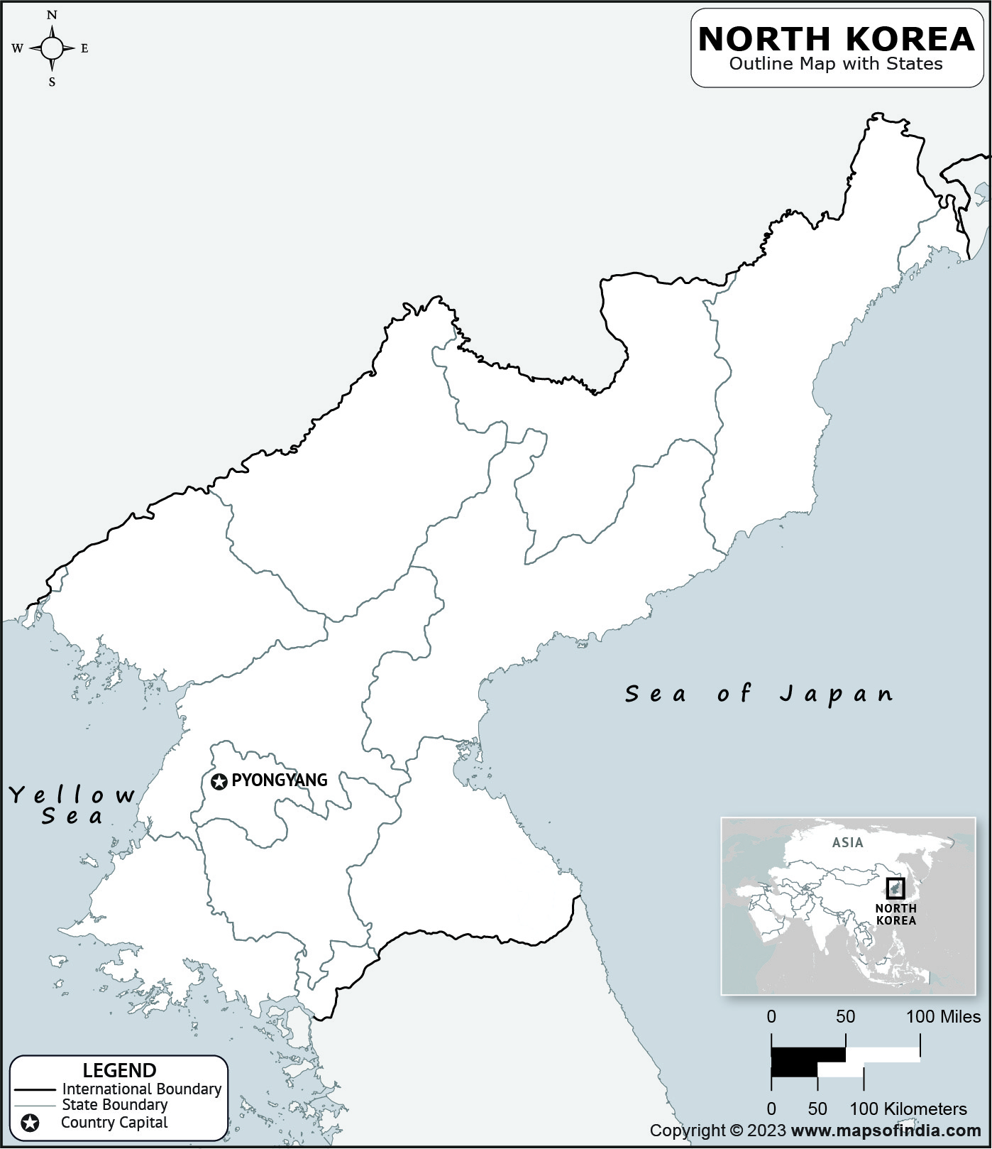 North Korea Blank Outline Map