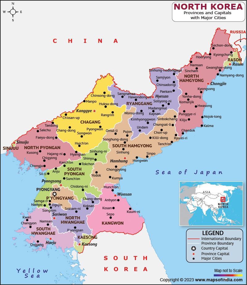 North Korea Map | HD Political Map of North Korea to Free Download