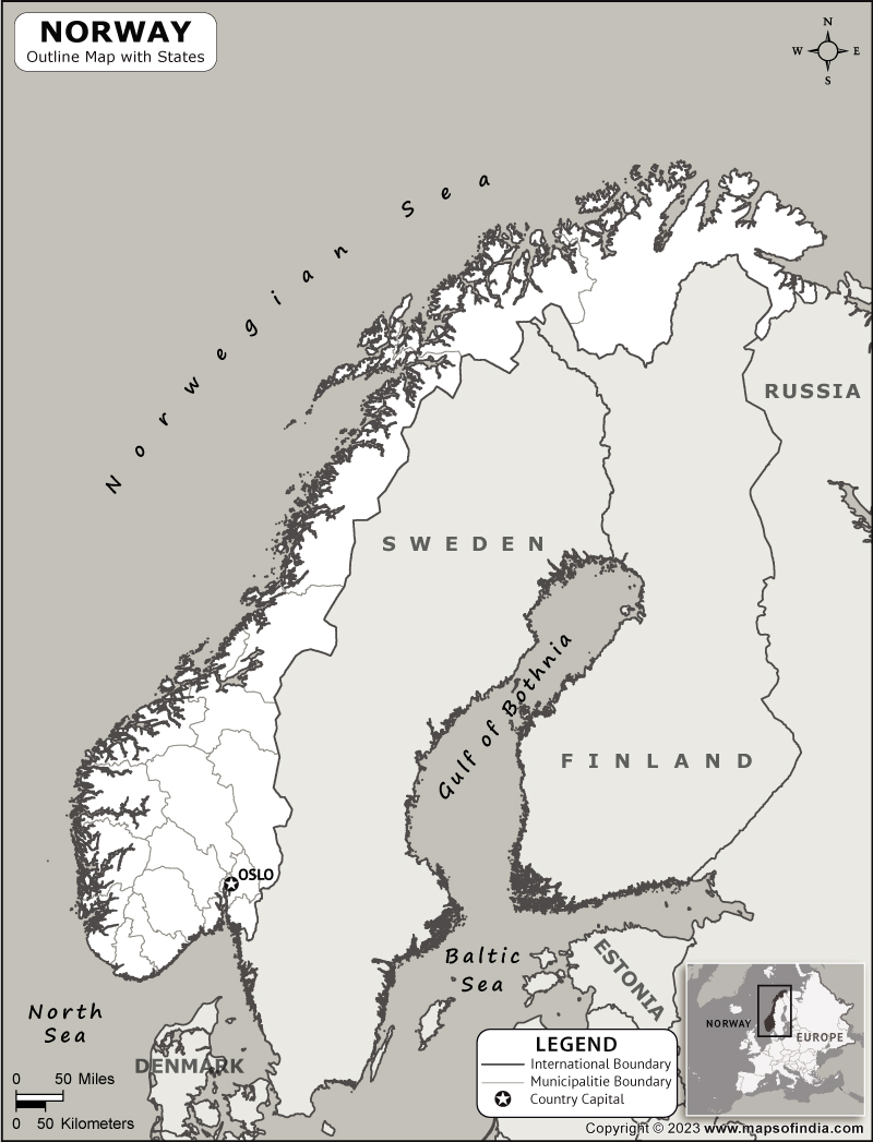 Norway Blank Outline Map