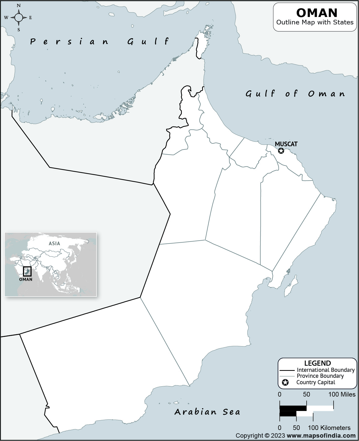 Oman Blank Outline Map