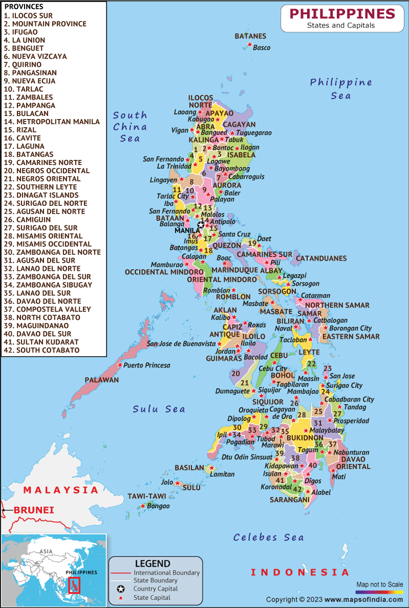 Philippines Regions and Capitals List and Map List of Regions and