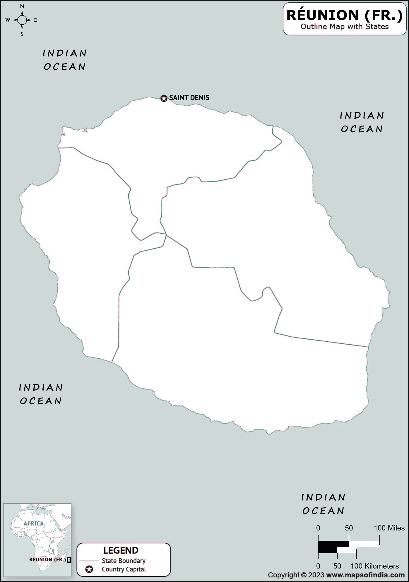 Reunion Blank Outline Map