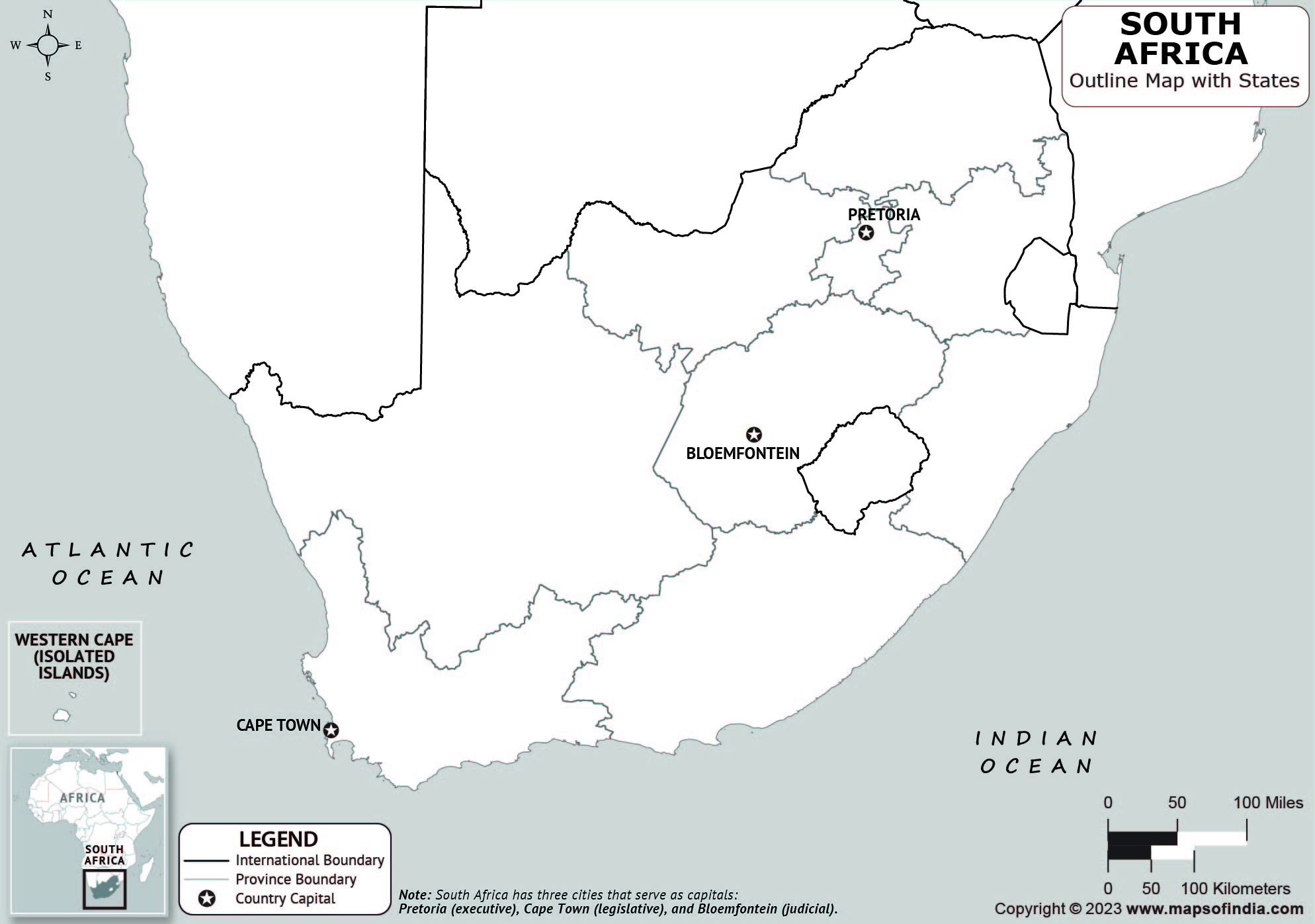 South Africa Blank Outline Map