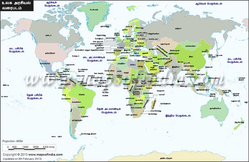 World Map In Tamil Political 