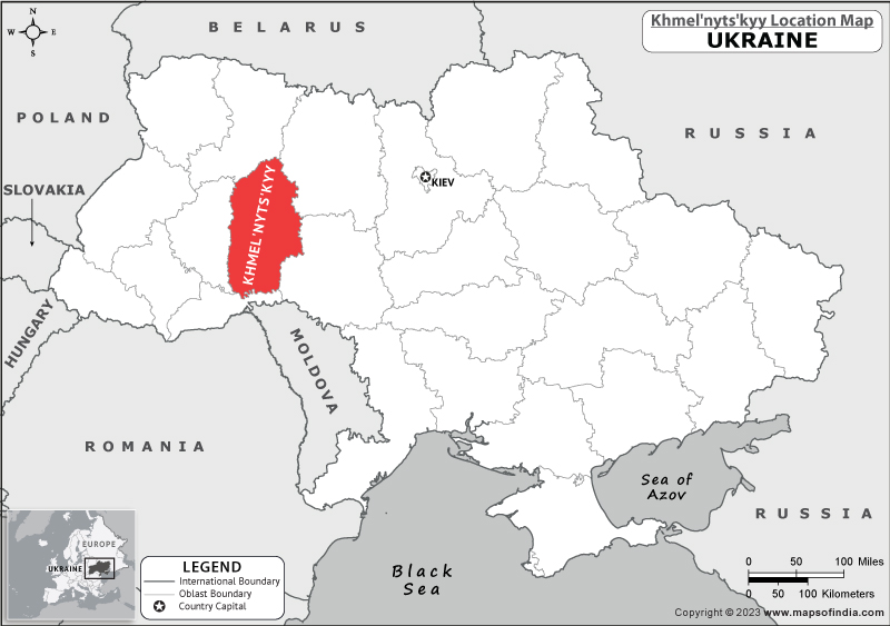 Khmel Nyts Kyy Oblast Location Map