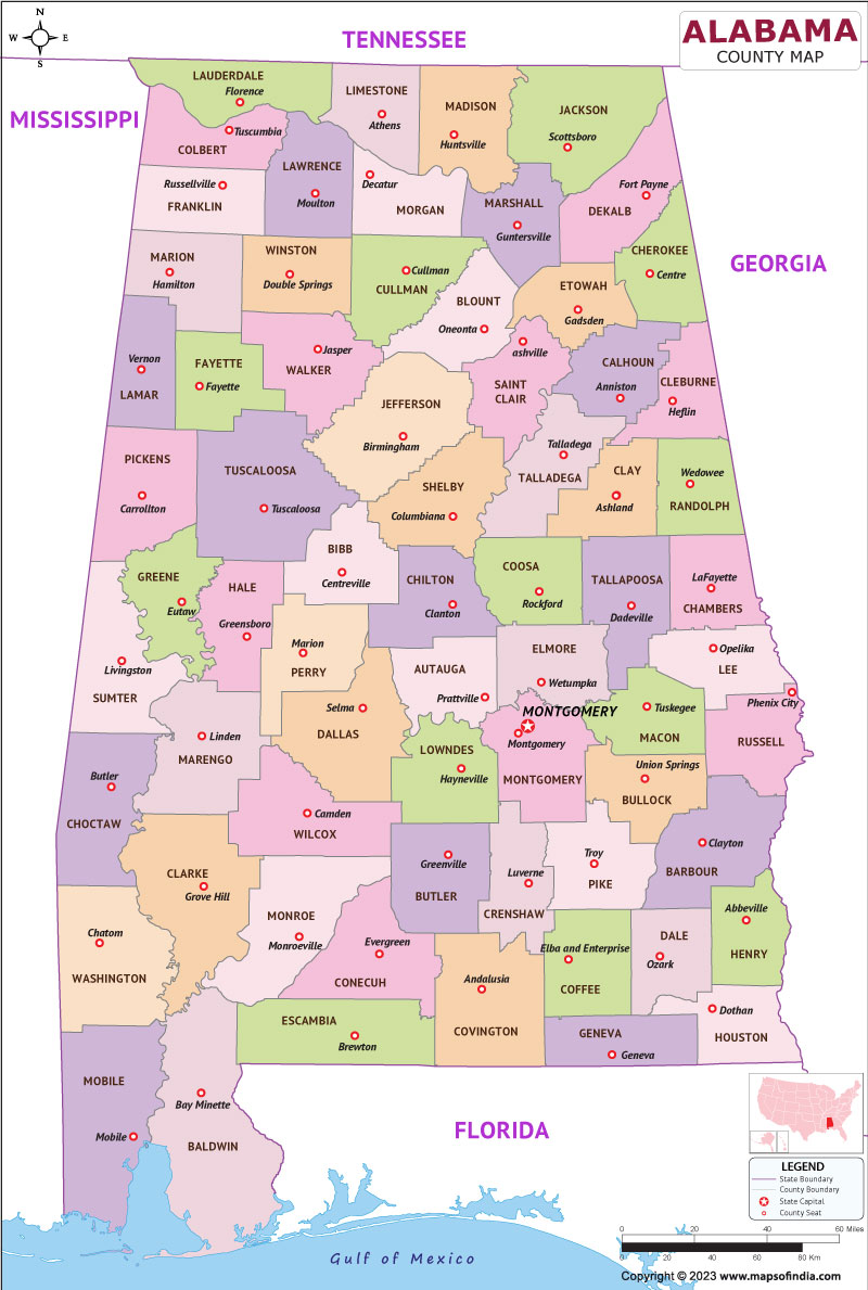 Alabama County Map 