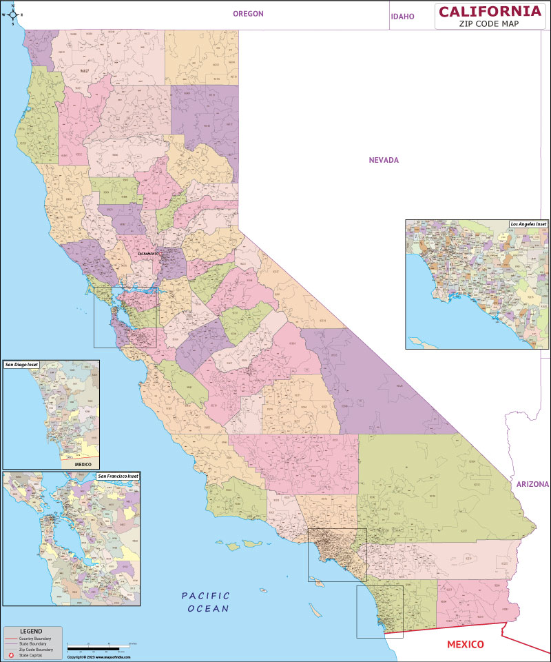 Zip Codes List For California California Zip Code Map 3190