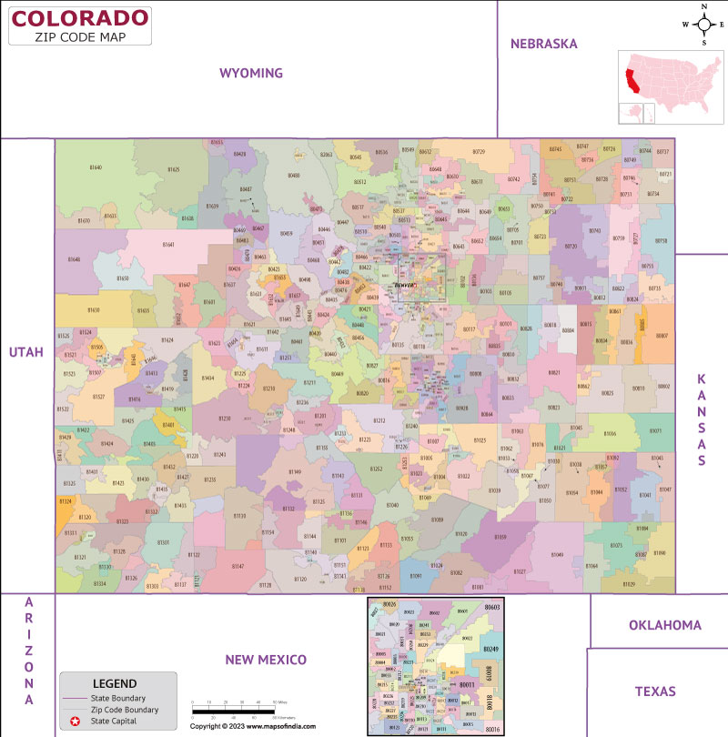 Zip Codes List For Colorado Colorado Zip Code Map