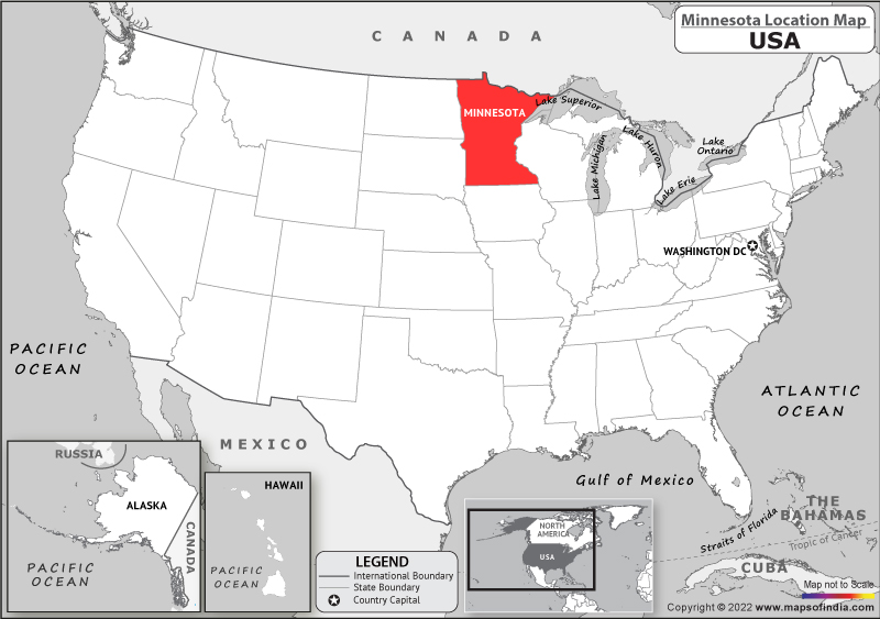 Saint Paul map, capital city of the USA state of Minnesota