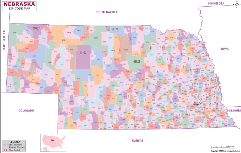 Nebraska zip code map
