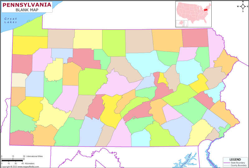 Pennsylvania Blank Map | Outline Map of Pennsylvania