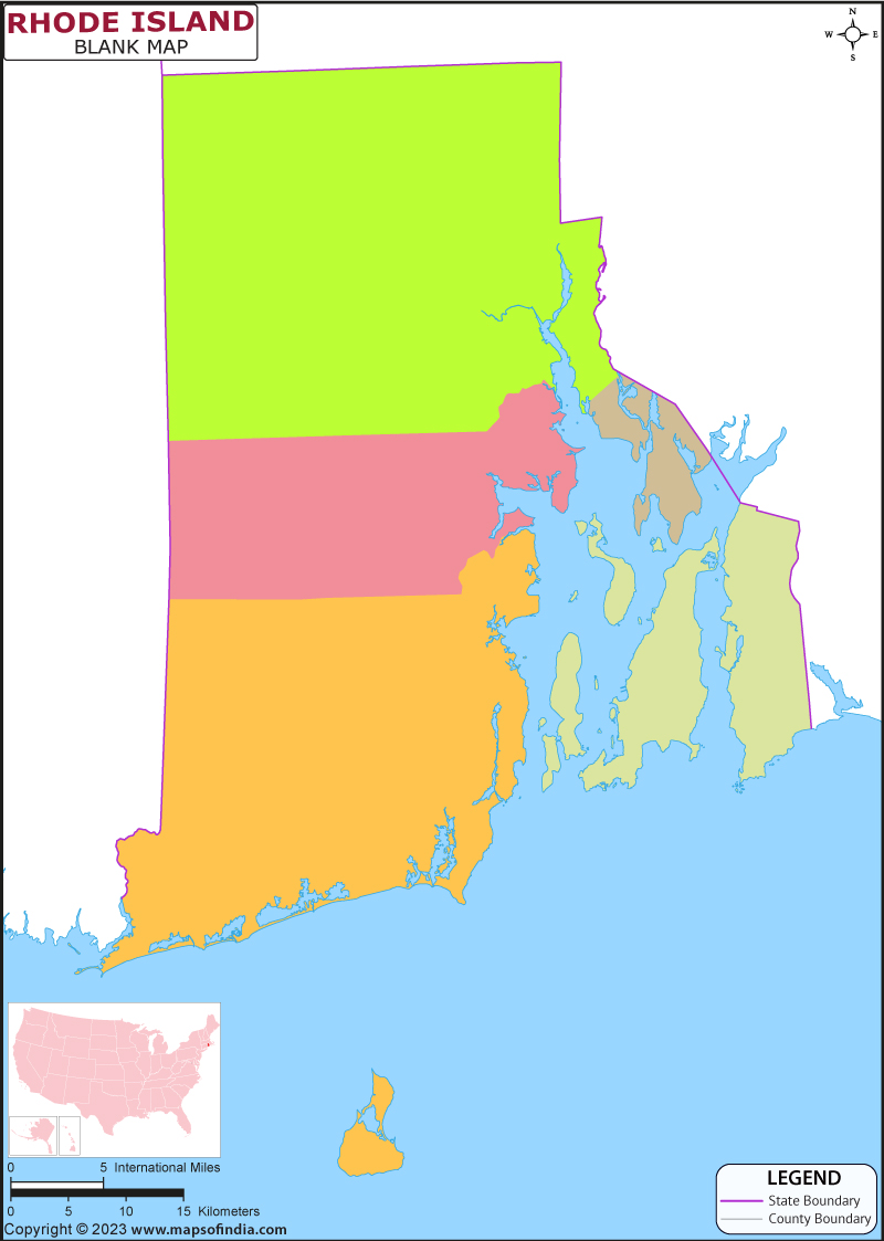 Blank Outline Map of Rhode Island