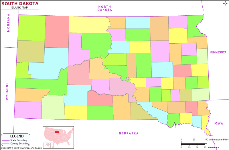 Blank Outline Map of South Dakota