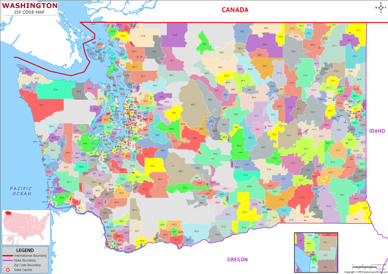 Washington county-wise zip code map