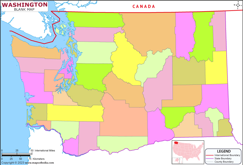 Blank Outline Map of Washington