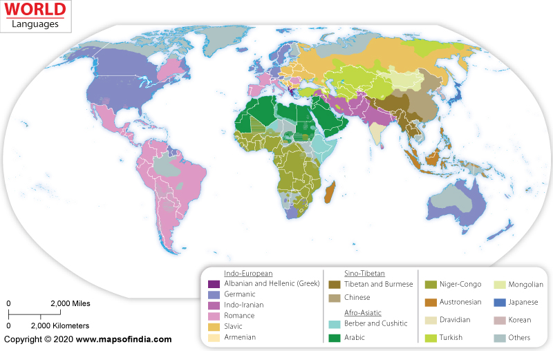 World Language Map World Map With Spoken Languages