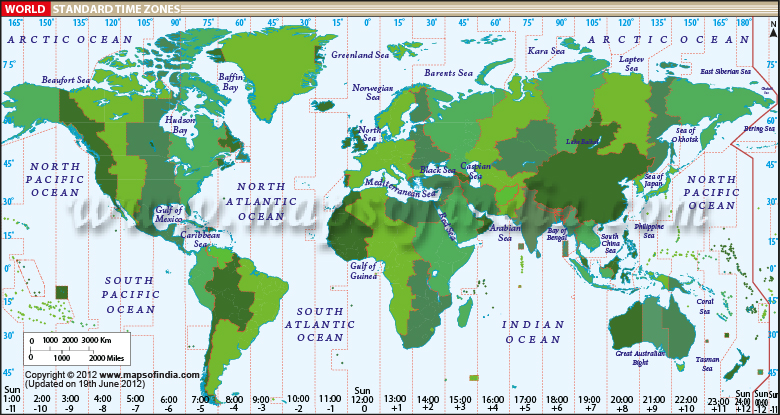 India Time Zones Map World Time Zones Map, World Time Zones